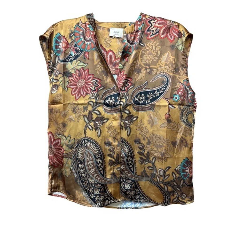 Ellie Tahari Women XS Sleeveless Floral Artsy Top Office Work Business Softgirl